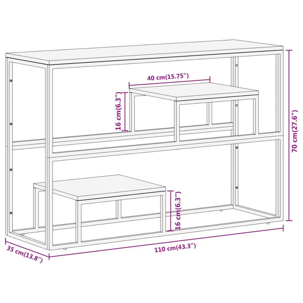 vidaXL Consoletafels Wandtafel roestvrij staal en massief gerecycled hout zilver