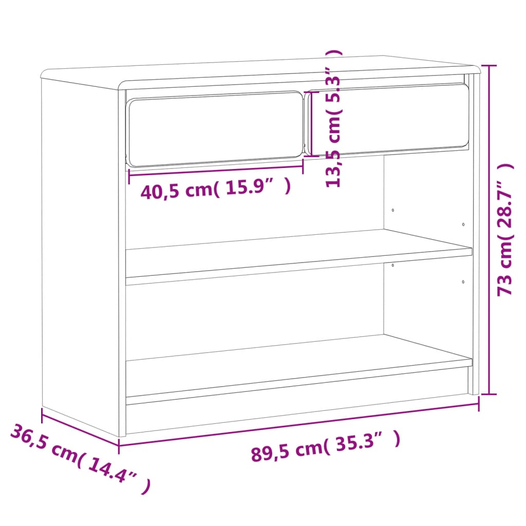 vidaXL Consoletafels Wandtafel SAUDA 89,5x36,5x73 cm massief grenenhout eikenkleurig