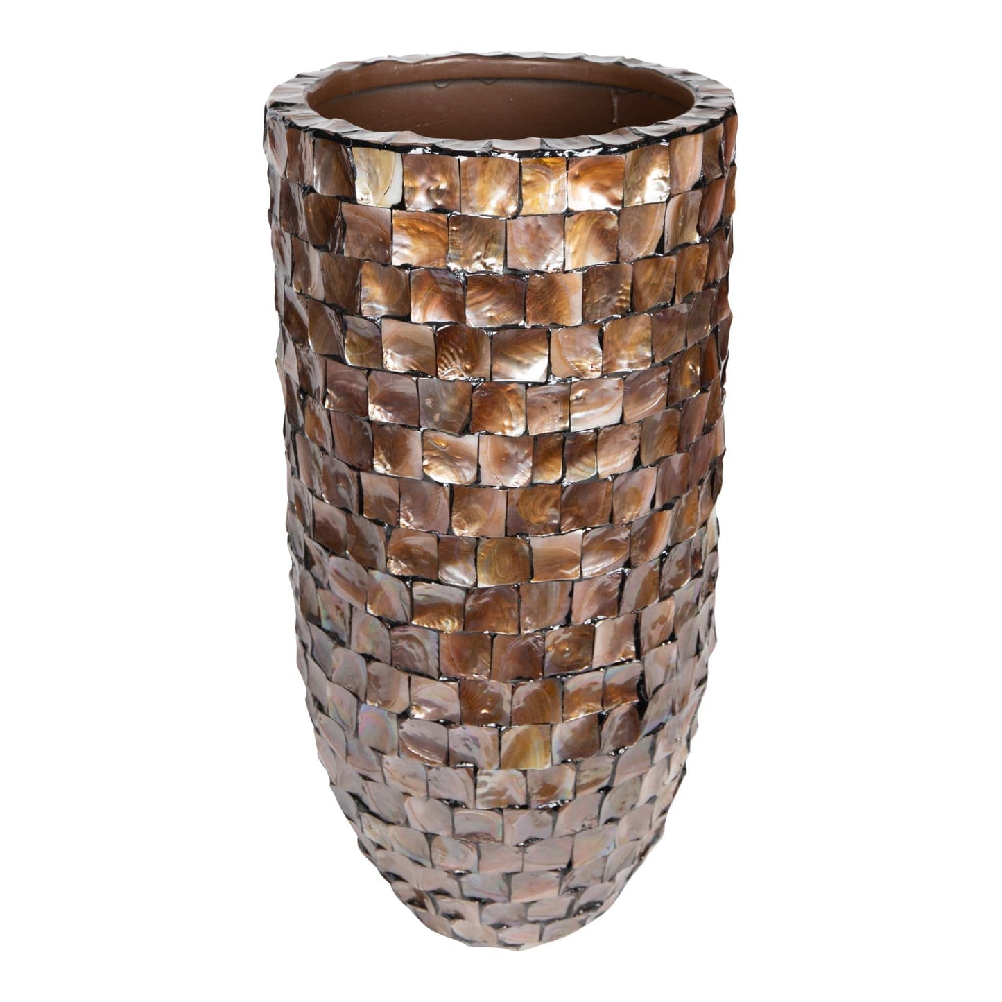 PTMD Daven Bronze polyester schelpen pot rond hoog L