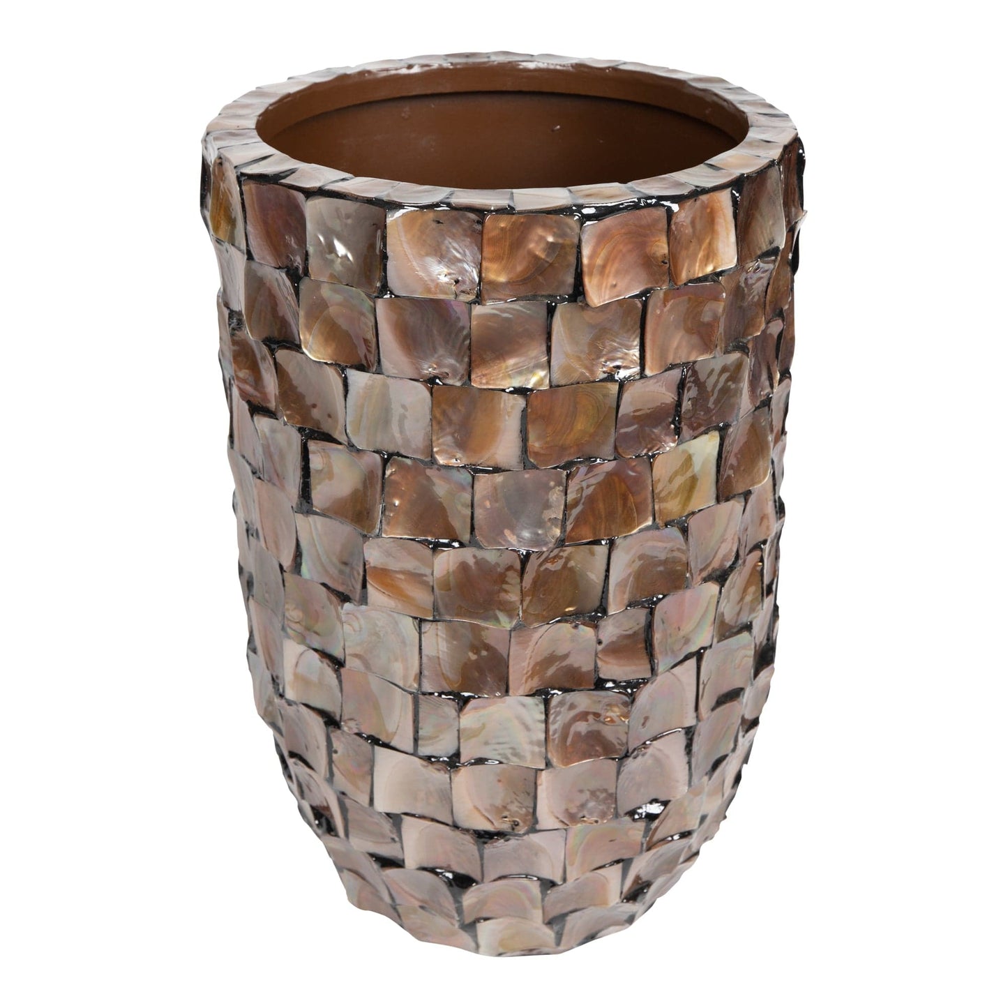 PTMD Daven Bronze polyester schelpen pot rond hoog S