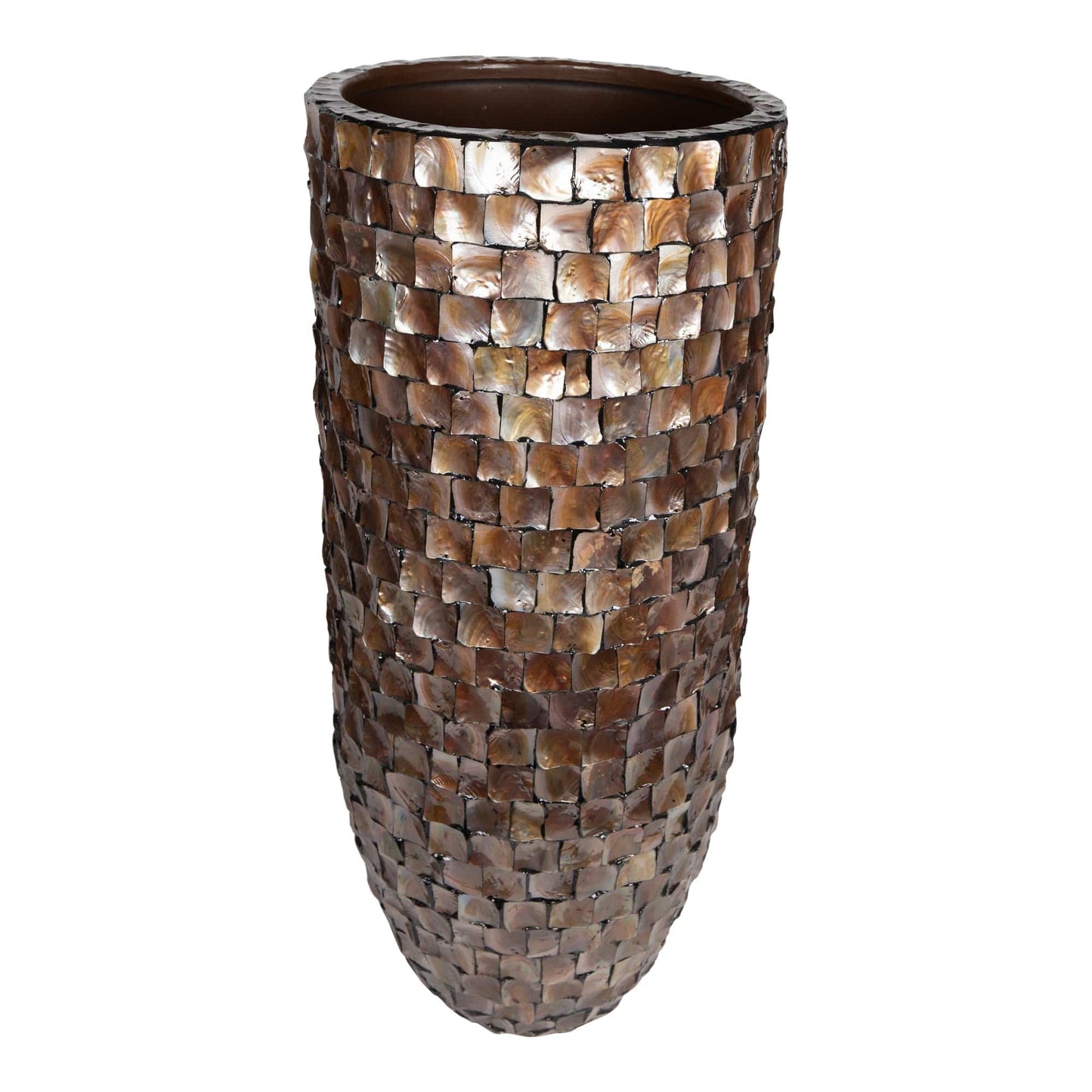 PTMD Daven Bronze polyester schelpen pot rond hoog XL