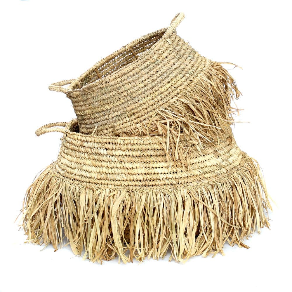 Bazar Bizar De Raffia Deluxe Manden - Naturel - Set van 2