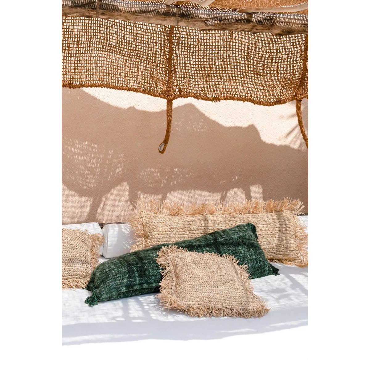 Bazar Bizar De Raffia Kussenhoes Rechthoekig - Naturel - 35x100