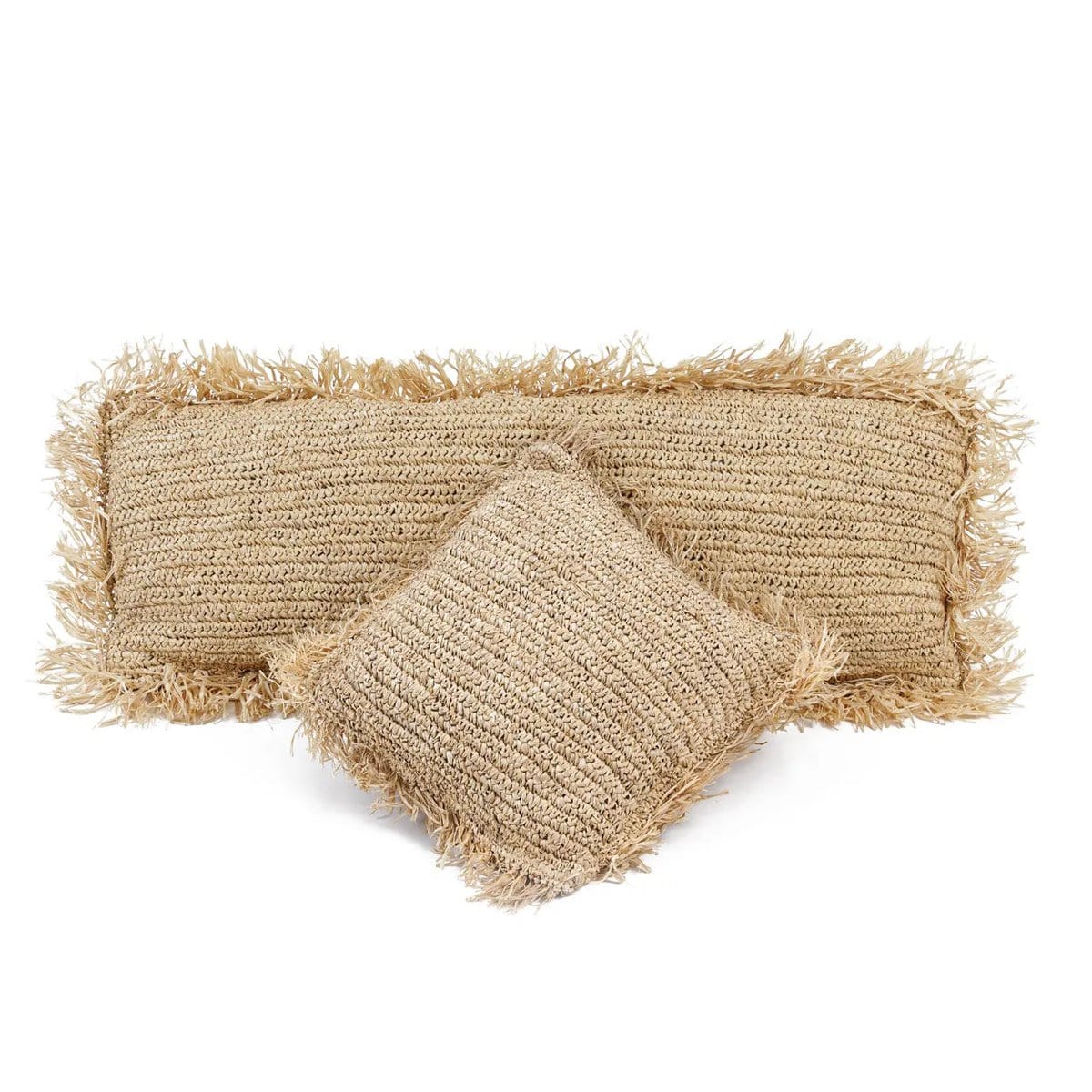 Bazar Bizar De Raffia Kussenhoes Rechthoekig - Naturel - 35x100