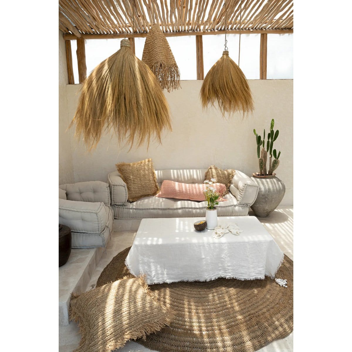 Bazar Bizar De Raffia Kussenhoes Vierkant - Naturel - 60x60