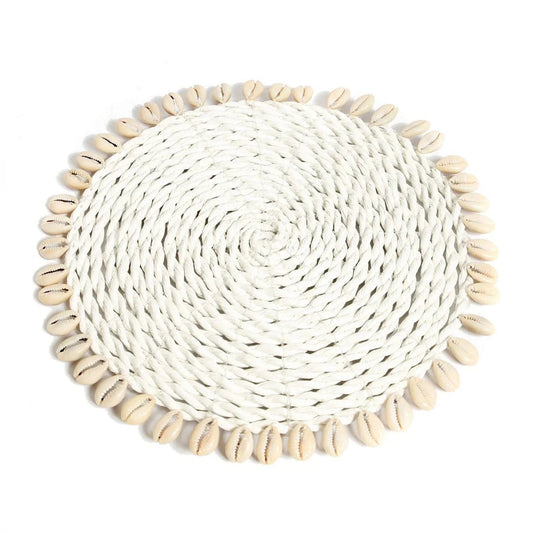 Bazar Bizar De Seagrass Shell Pan Coaster - Wit