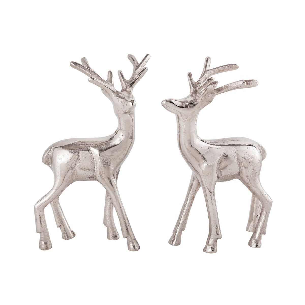 Voglrieder kreatives Wohnen Deco figuren set van 2 herten tafeldecoratie dierenfiguur metaal kerstdecoratie zilver of goud aluminium