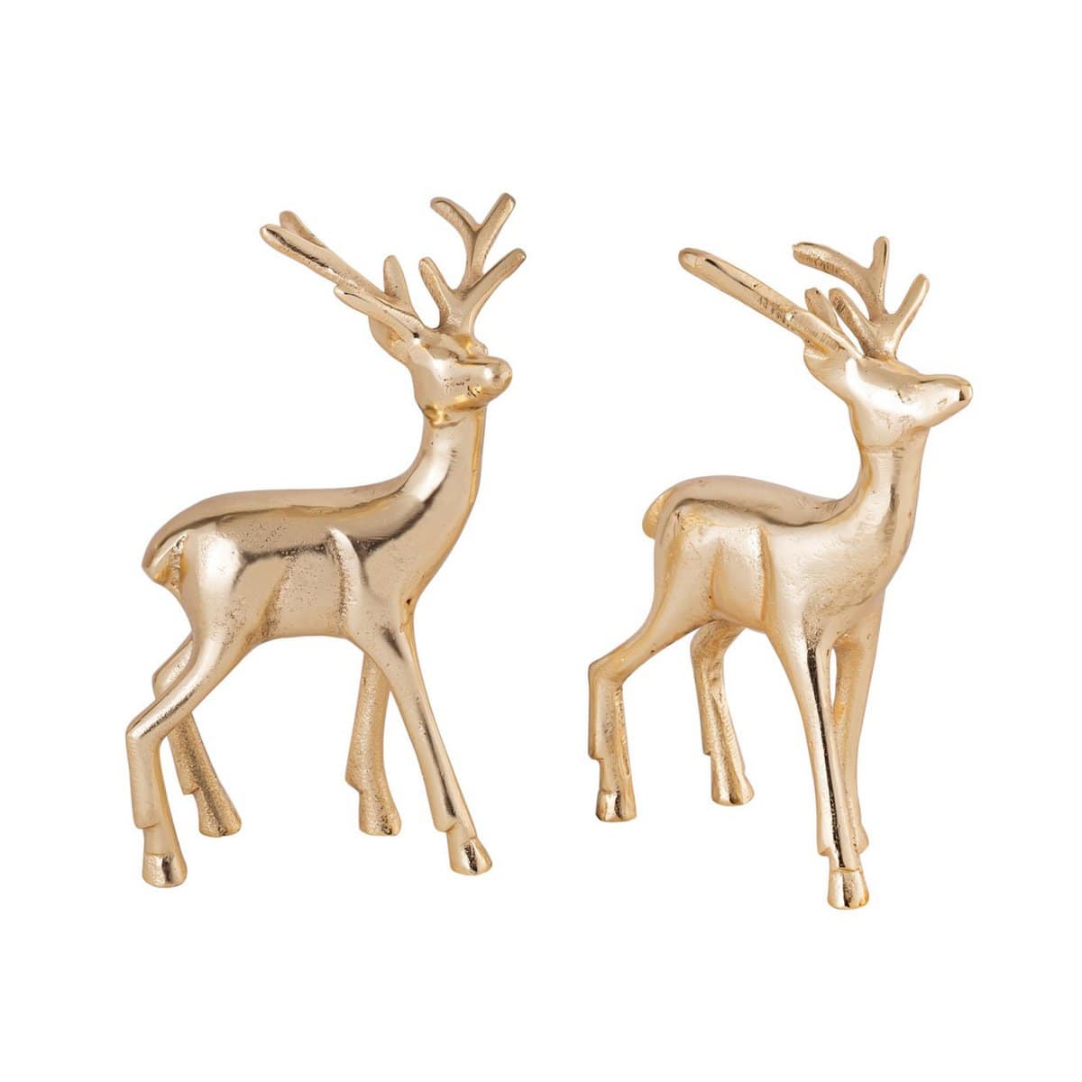 Voglrieder kreatives Wohnen Deco figuren set van 2 herten tafeldecoratie dierenfiguur metaal kerstdecoratie zilver of goud aluminium