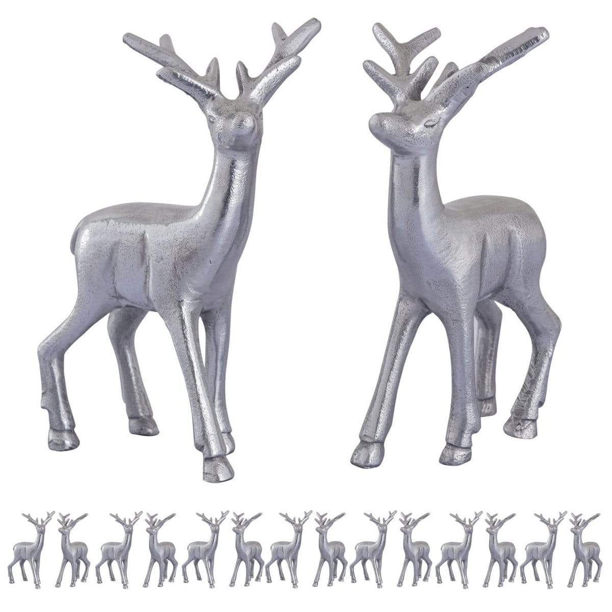 Voglrieder kreatives Wohnen Decoratief figuur hert VE 8x 2 stuks tafeldecoratie dierfiguur zilver of goud metalen kerstversiering