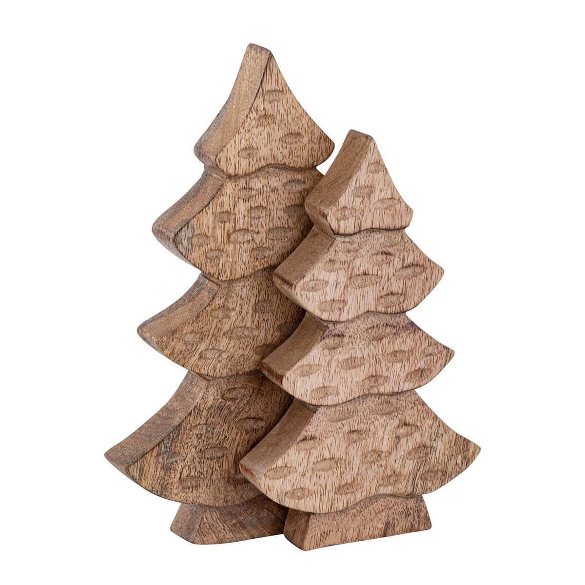 Voglrieder kreatives Wohnen Decoratieve boomfigurenset van 2 houten figuren H23/20cm houten boom Kerstdecoratie mangohout