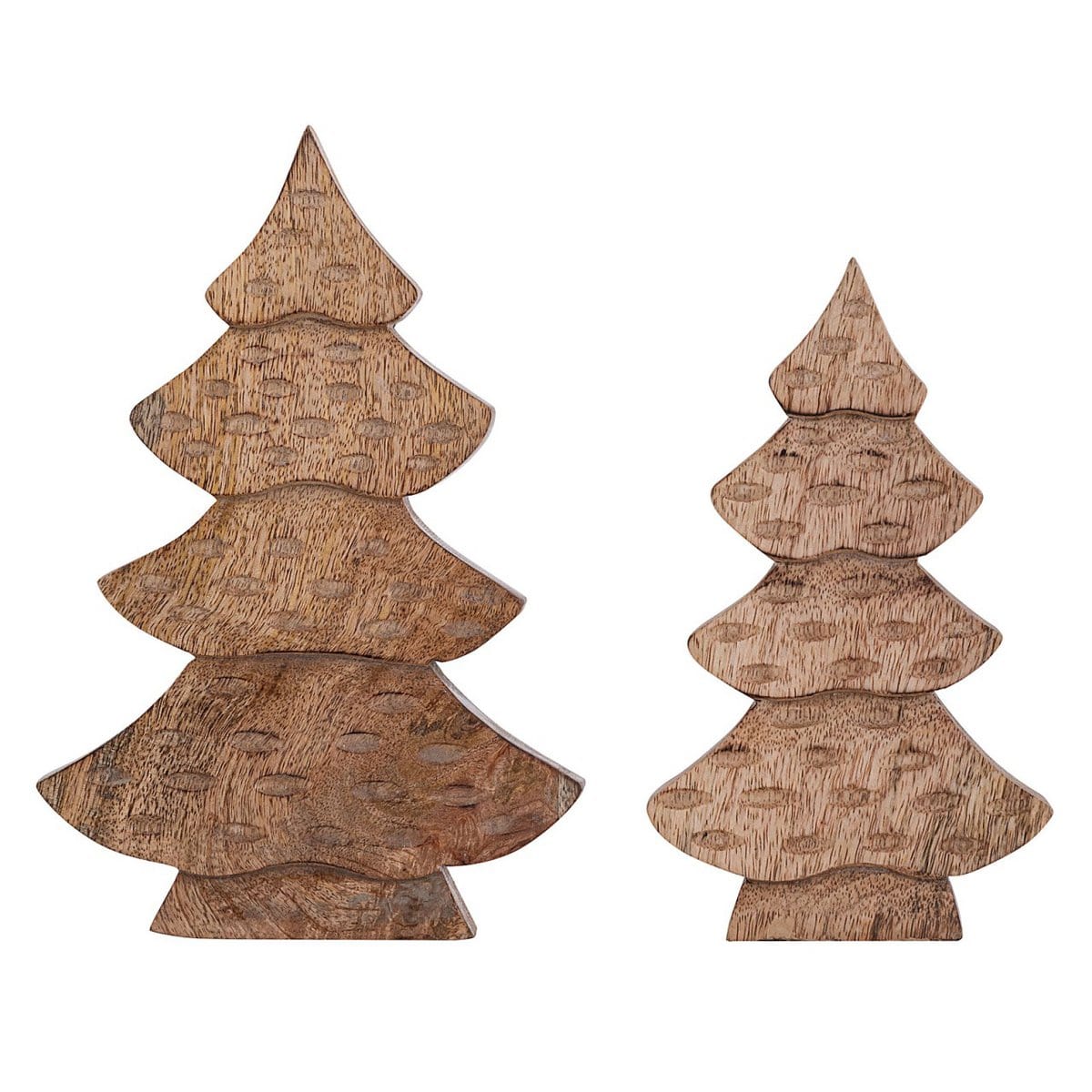 Voglrieder kreatives Wohnen Decoratieve boomfigurenset van 2 houten figuren H23/20cm houten boom Kerstdecoratie mangohout