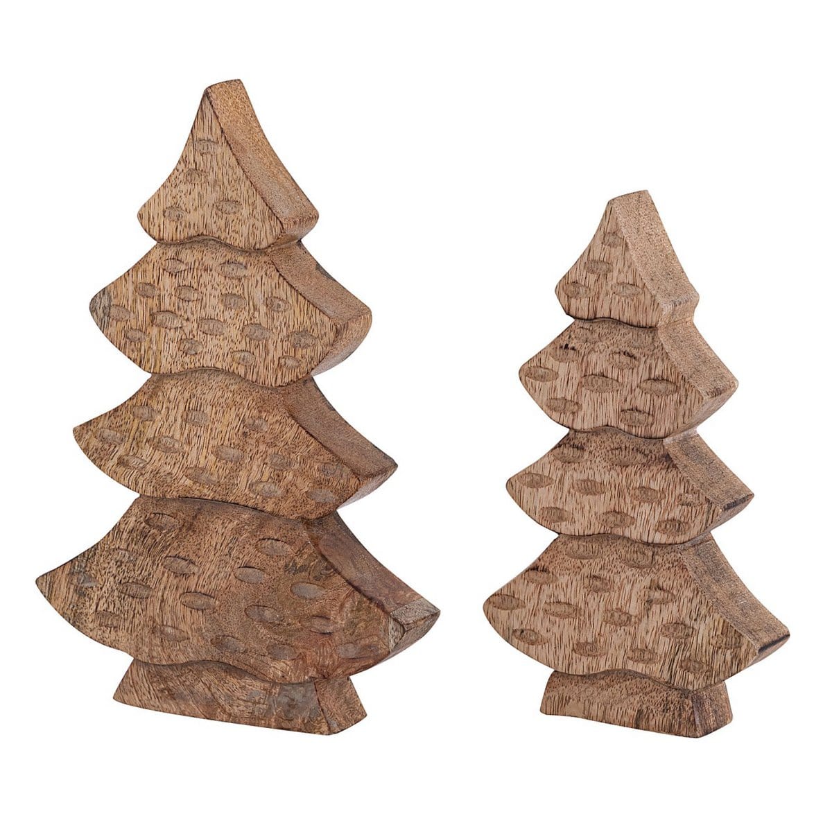 Voglrieder kreatives Wohnen Decoratieve boomfigurenset van 2 houten figuren H23/20cm houten boom Kerstdecoratie mangohout