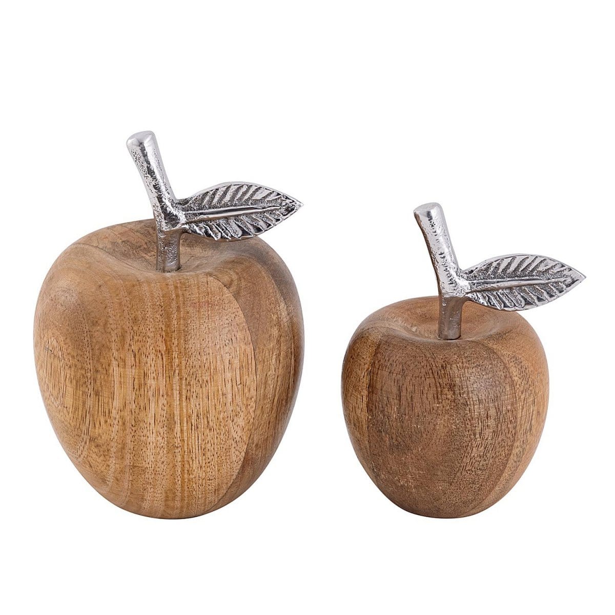 Voglrieder kreatives Wohnen Decoratieve figuren set van 2 appel H15/13x9/8cm standaard appellook mangohout aluminium