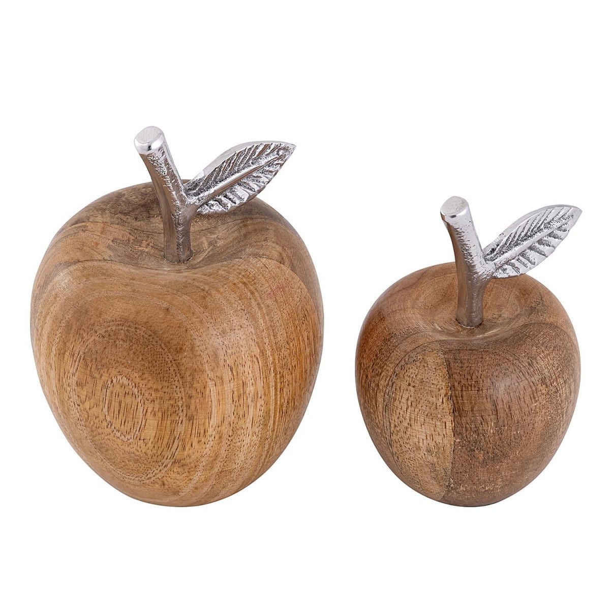 Voglrieder kreatives Wohnen Decoratieve figuren set van 2 appel H15/13x9/8cm standaard appellook mangohout aluminium