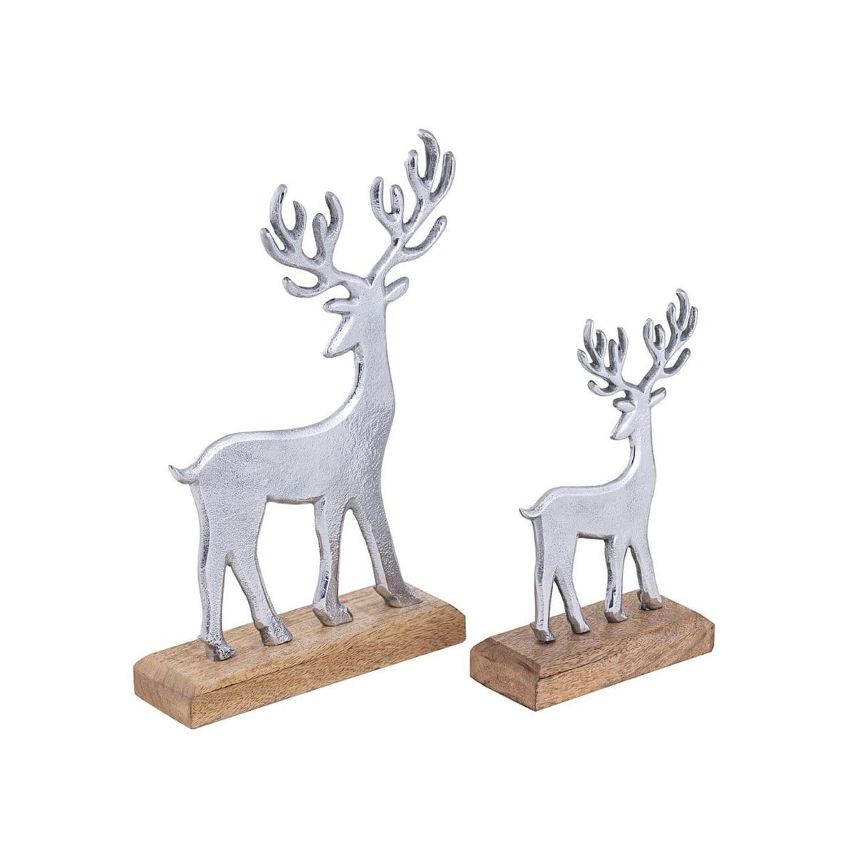 Voglrieder kreatives Wohnen Decoratieve figurenset van 2 hertenstandaard 14/20x22/32cm decoratief figuur aluminium mangohout