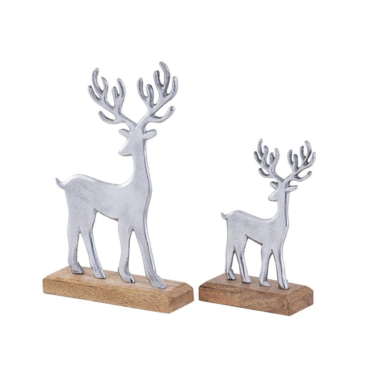 Voglrieder kreatives Wohnen Decoratieve figurenset van 2 hertenstandaard 14/20x22/32cm decoratief figuur aluminium mangohout