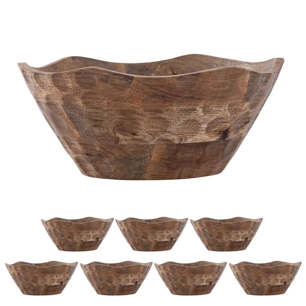 Voglrieder kreatives Wohnen Decoratieve schaal Masterbox 8-delige houten schaal ø25 of 30cm H6cm rond Origin massief mangohout