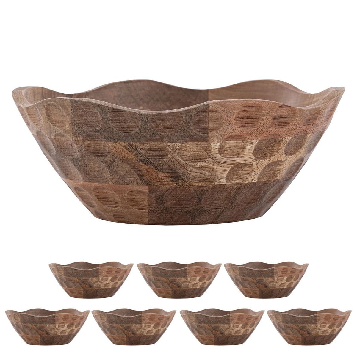 Voglrieder kreatives Wohnen Decoratieve schaal Masterbox 8-delige houten schaal ø25 of 30cm H6cm rond Origin massief mangohout