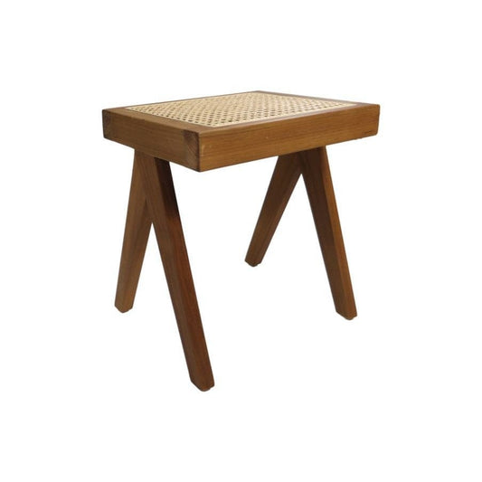 HSM Collection Decorative Stool  - 42x32x45 - Natural - Teak/rotan