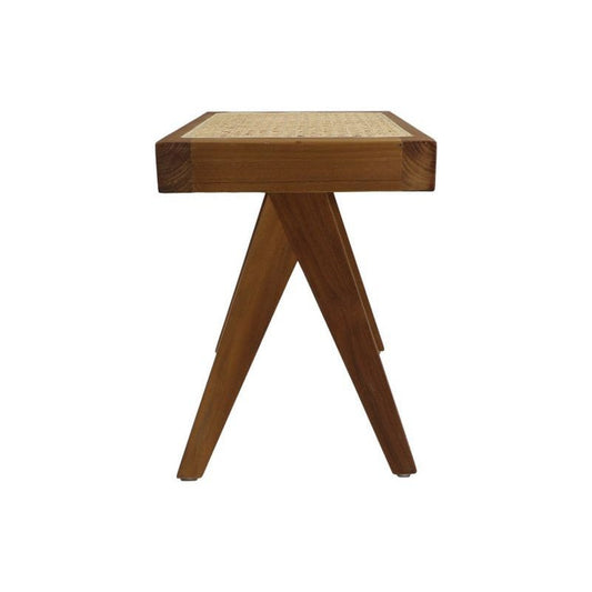 HSM Collection Decorative Stool  - 42x32x45 - Natural - Teak/rotan