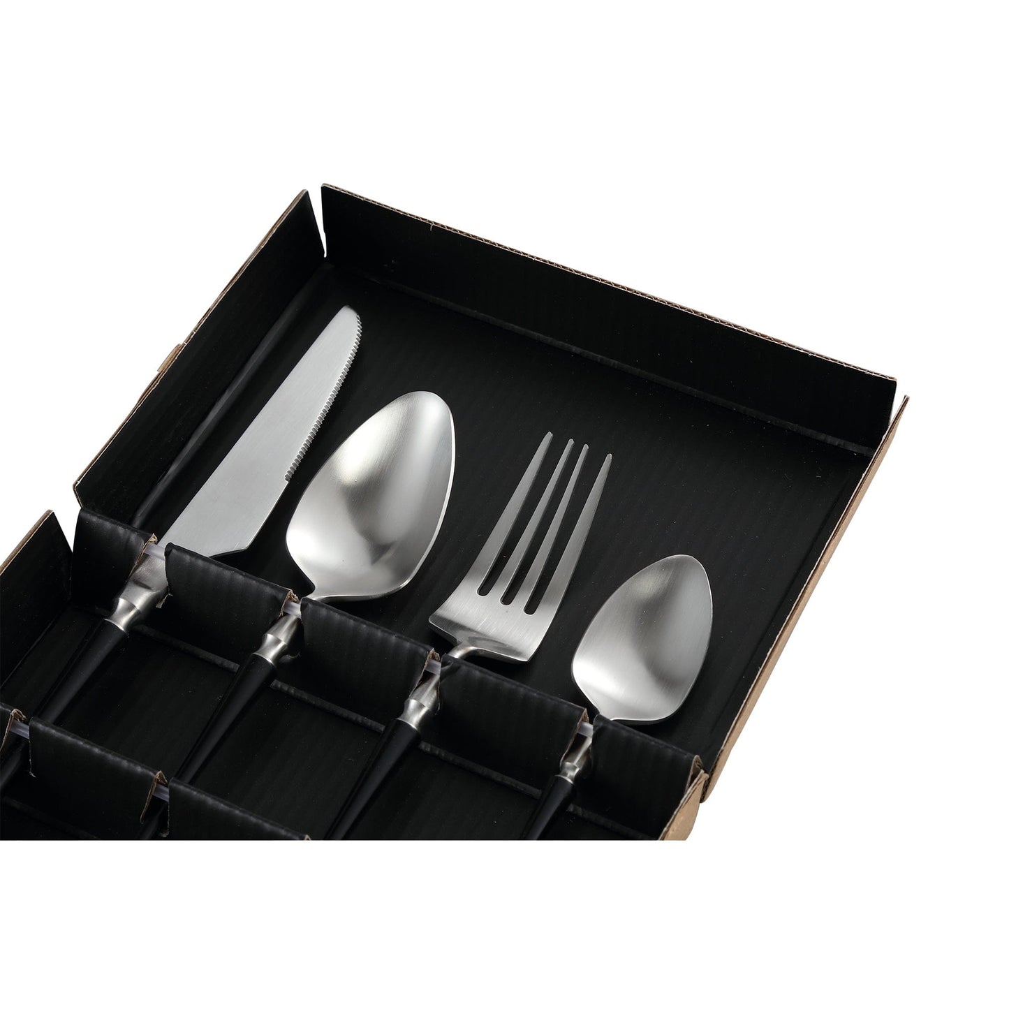 PTMD Delicious Silver Black matt ijzeren bestek set van