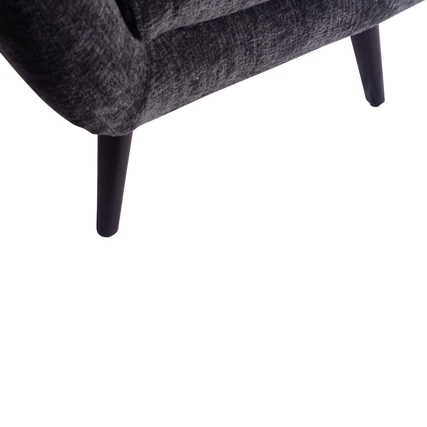 PTMD Donny Anthracite fauteuil black wooden legs