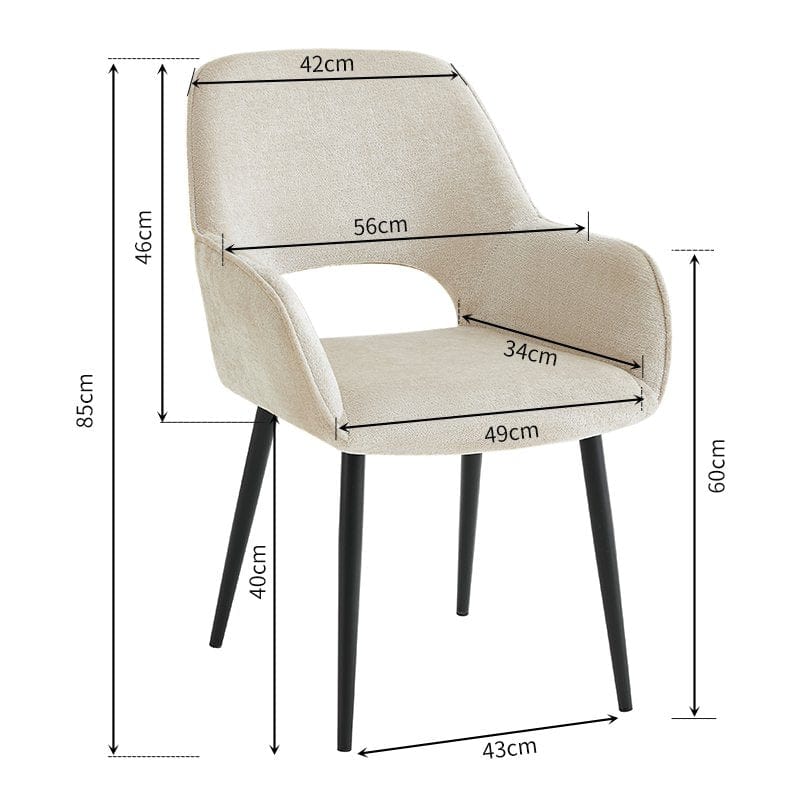 Criks Design Eetkamerstoel met armleuning Levi Beige Stof