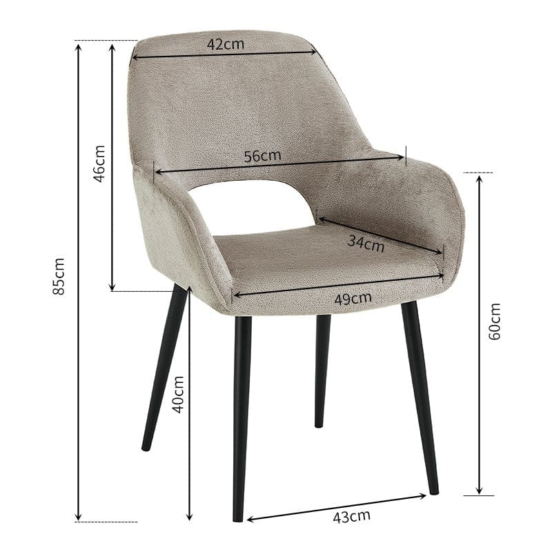 Criks Design Eetkamerstoel met armleuning Levi Taupe Stof