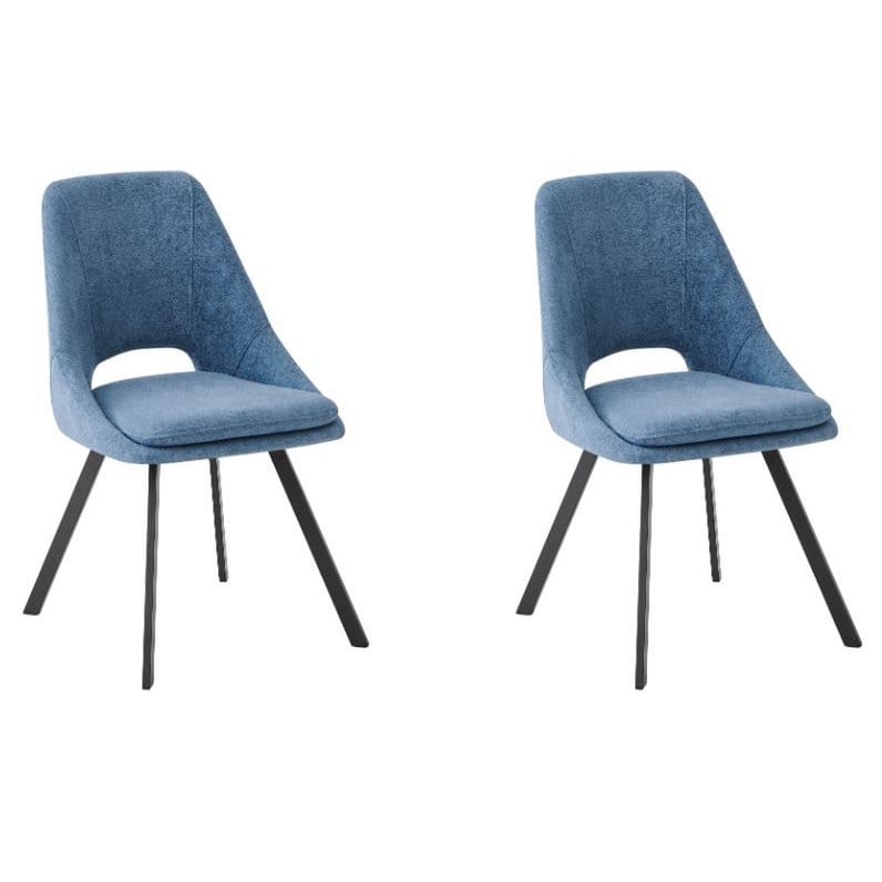 Criks Design Eetkamerstoelen Set van 2 Mila Blauw Stof