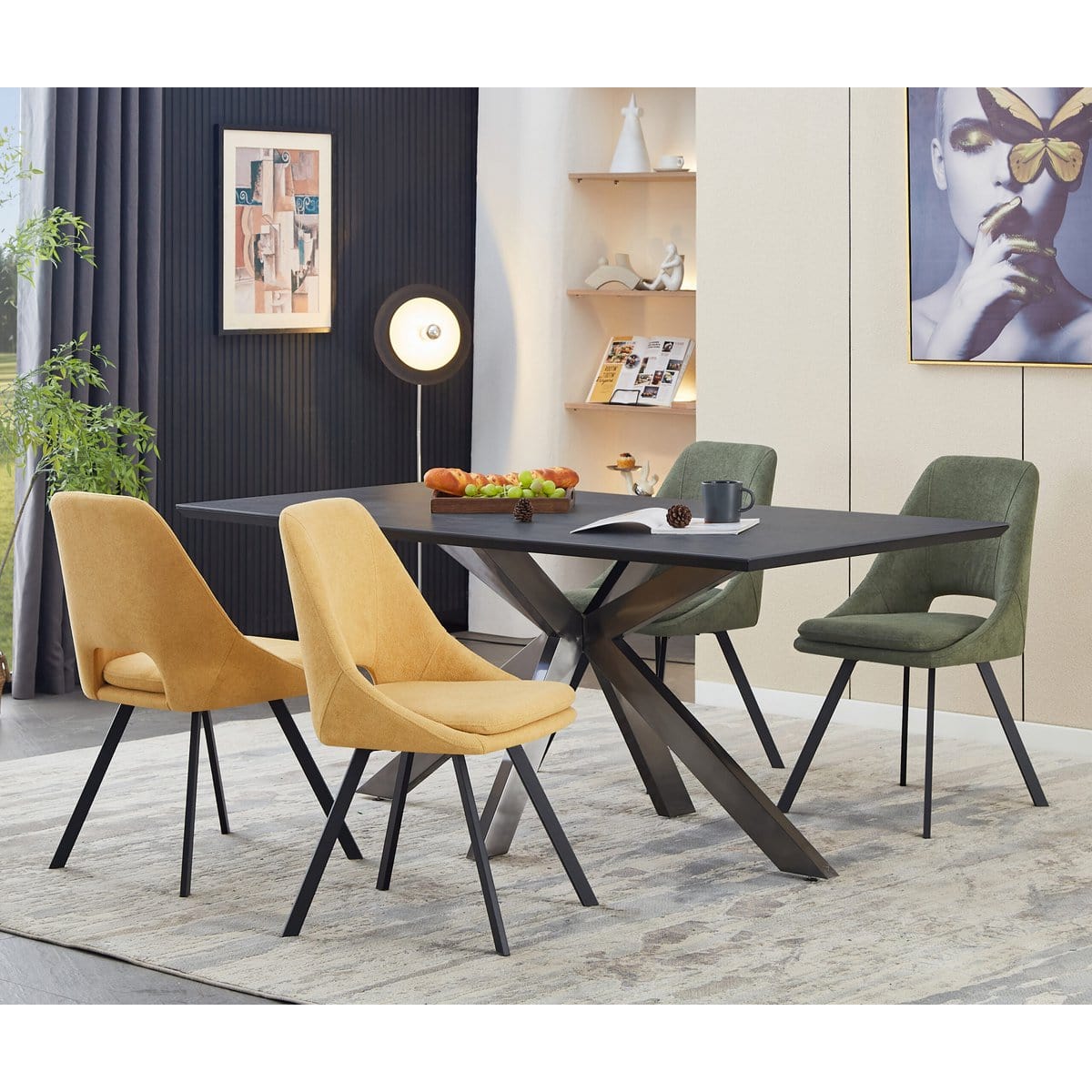 Criks Design Eetkamerstoelen Set van 2 Mila Groen Stof