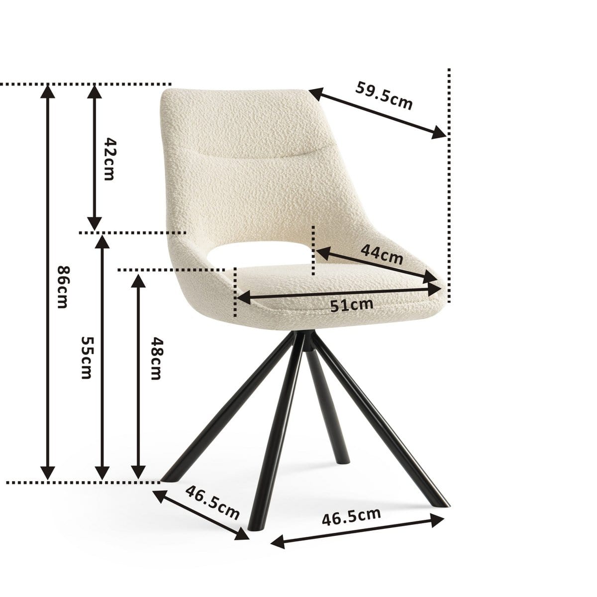 Criks Design Eetkamerstoelen set van 4 - Tosca - Creme Boucle