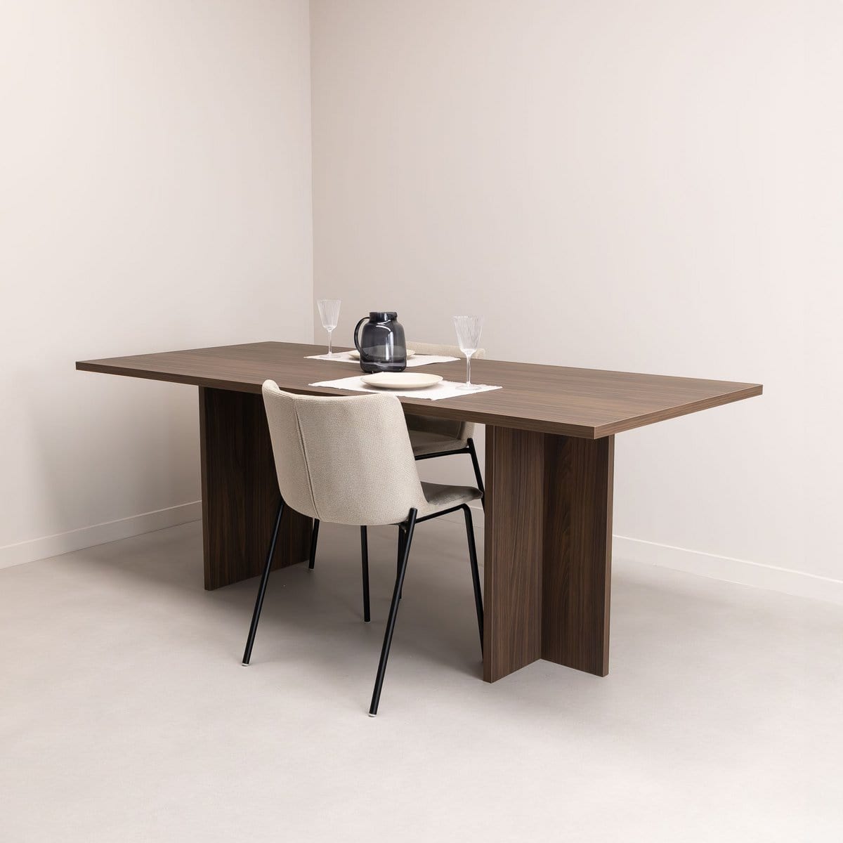 Stalux Eettafel Clay 200 x 100cm, kleur bruin notenhout