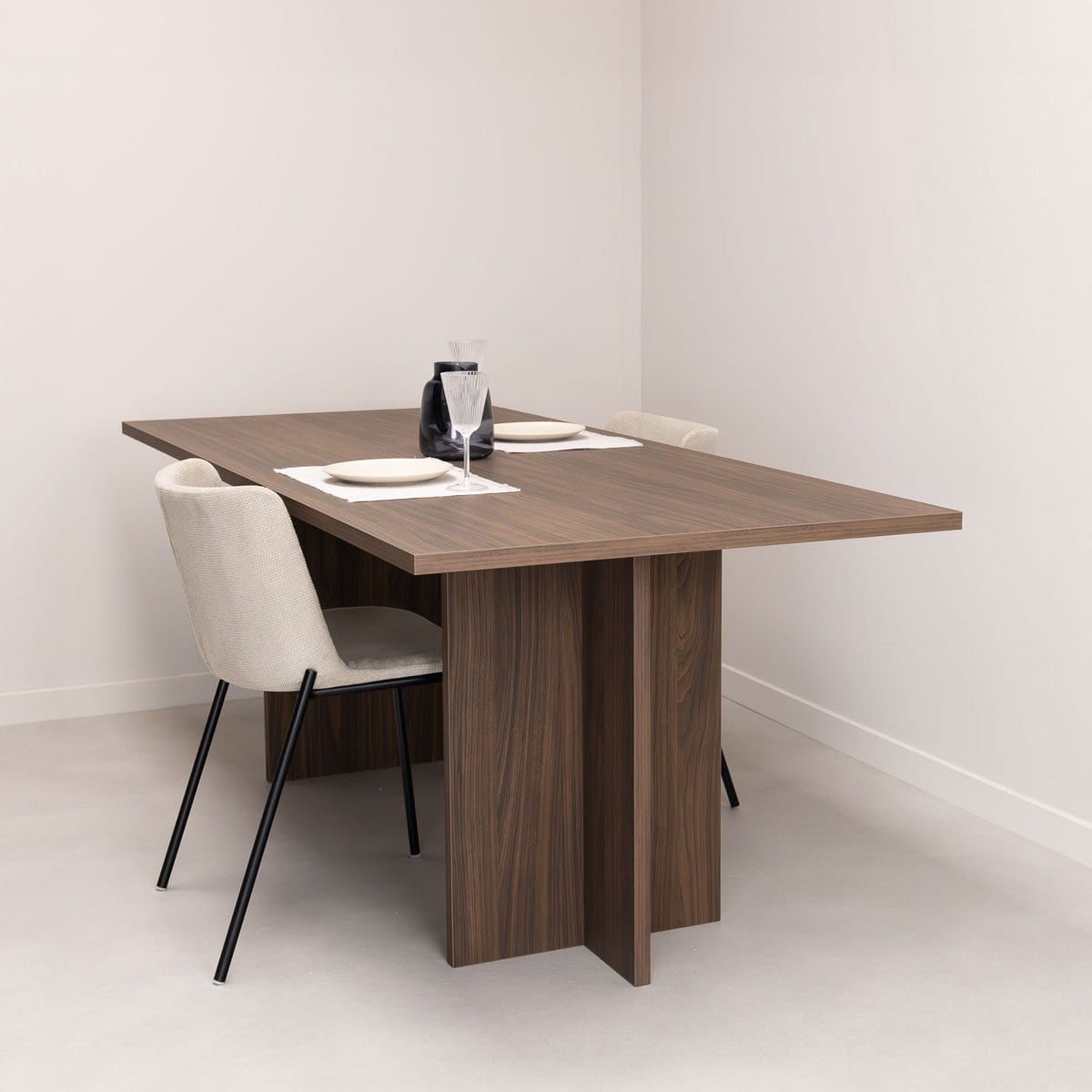 Stalux Eettafel Clay 200 x 100cm, kleur bruin notenhout