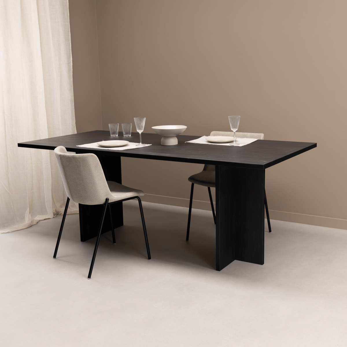 Stalux Eettafel Clay 200 x 100cm, kleur zwart eiken