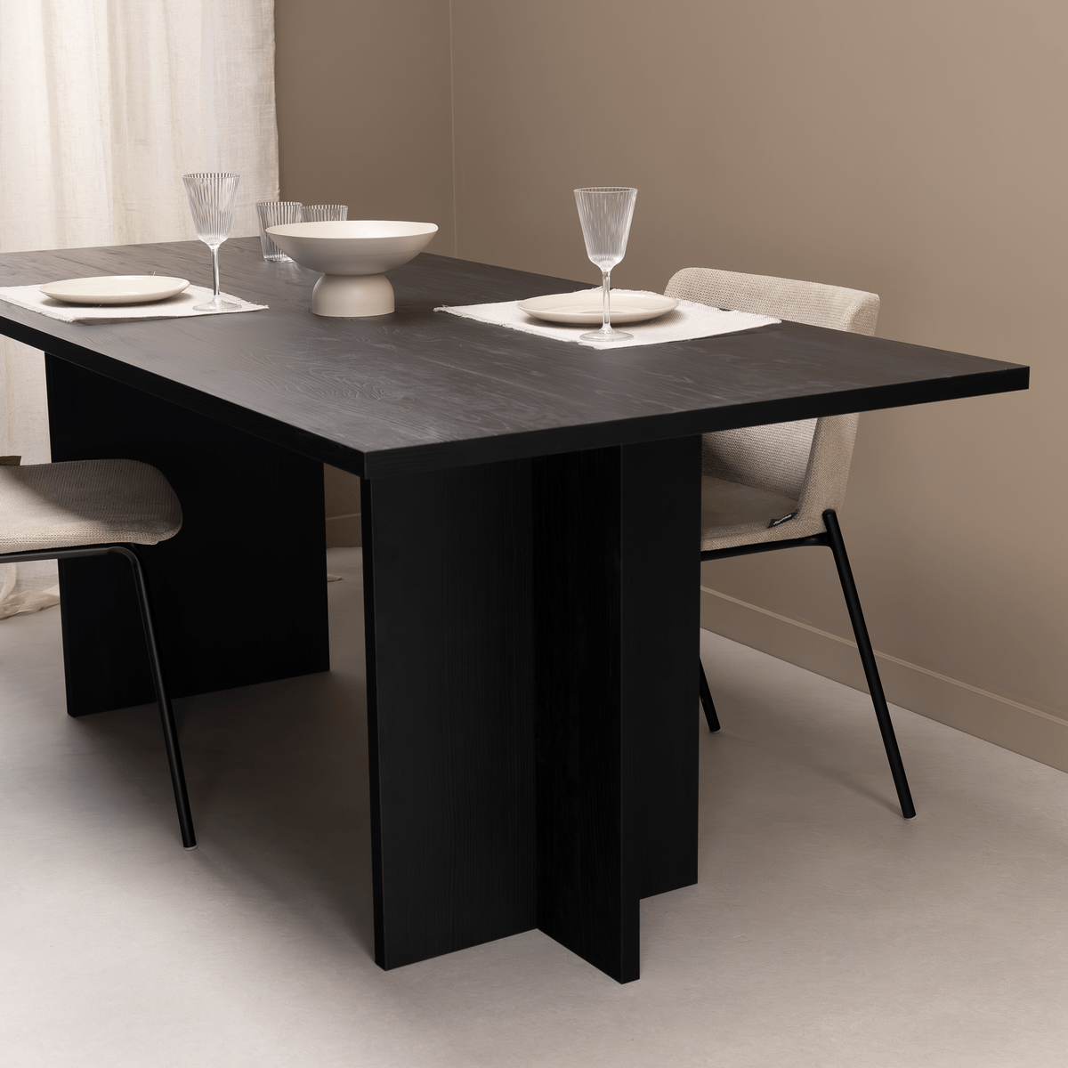 Stalux Eettafel Clay 200 x 100cm, kleur zwart eiken