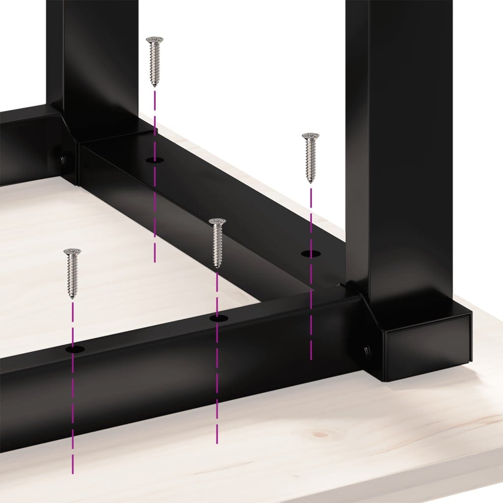 vidaXL Eettafels Salontafel O-frame 70x70x40 cm massief grenenhout en gietijzer