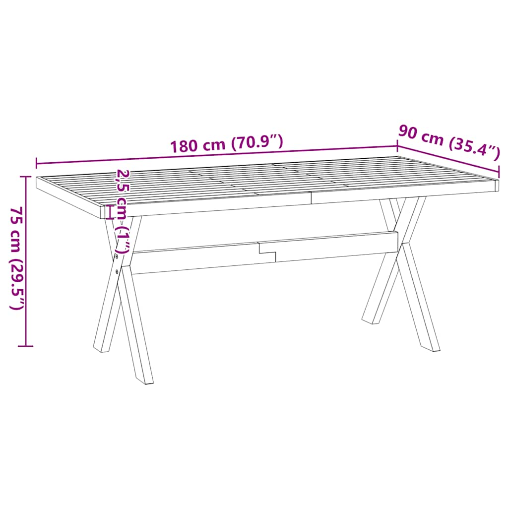 vidaXL Eettafels Wandtafel NOAIN X-vormige poten 120x30x75 cm massief hout