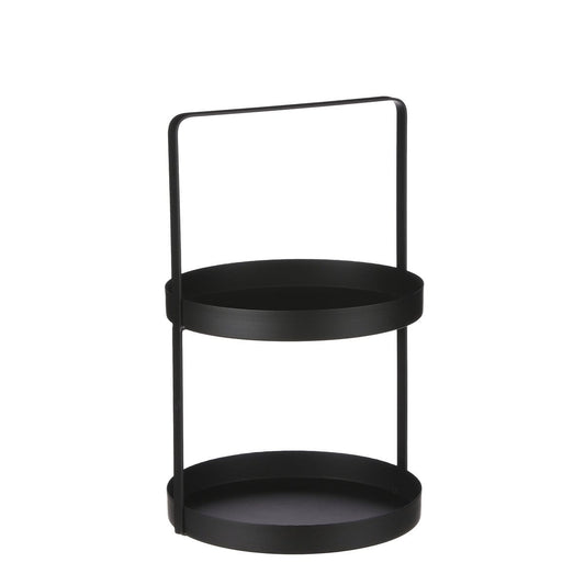 Mica Decorations Etagere 2 Laags - H41 x Ø25 cm - Metaal - Zwart