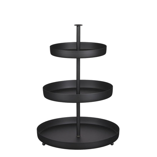 Mica Decorations Etagere 3-Laags - H44 x Ø30 cm - Zwart