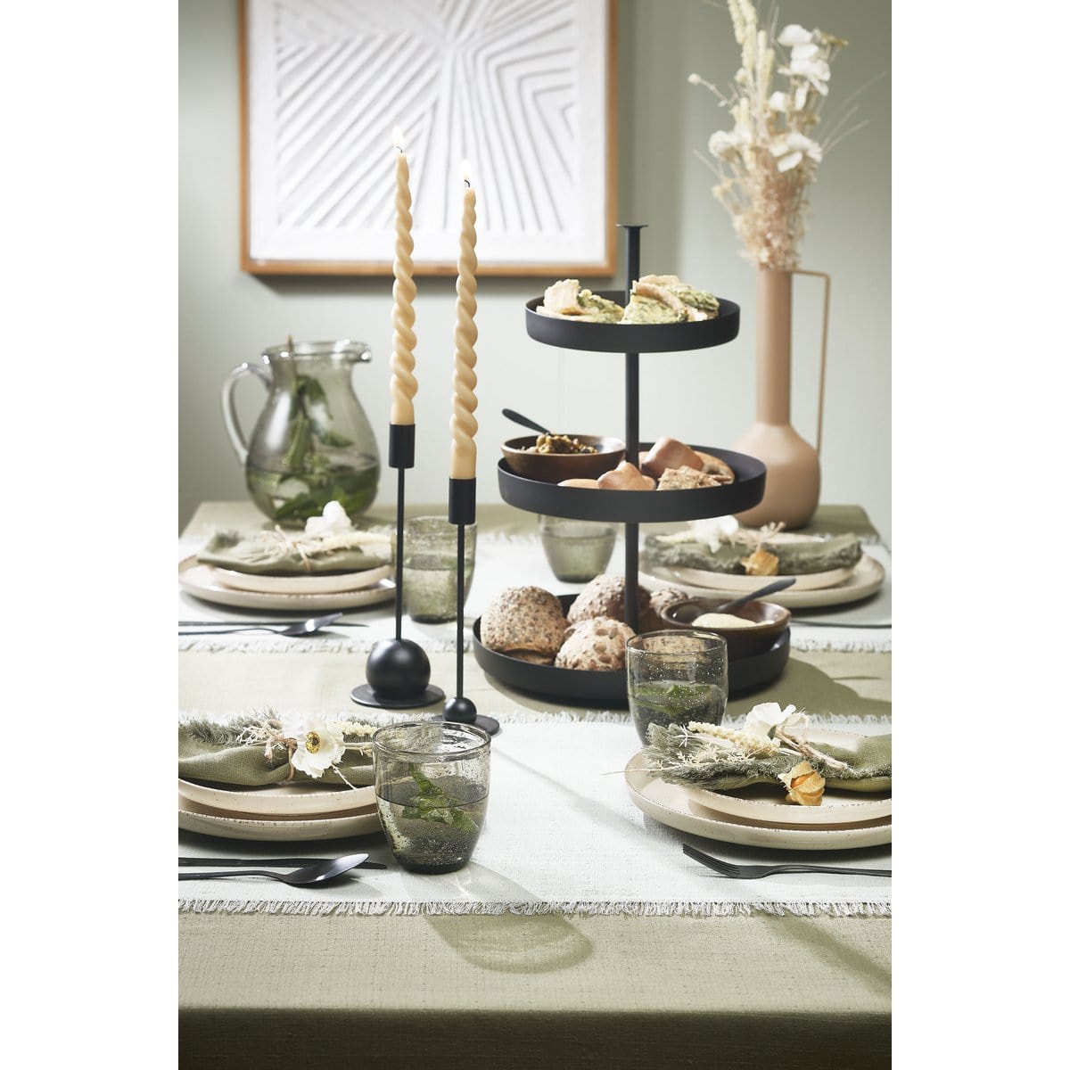 Mica Decorations Etagere 3-Laags - H44 x Ø30 cm - Zwart