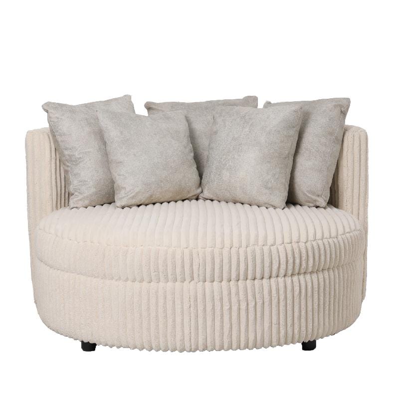 PTMD Fayen Taupe sfeerfauteuil 2 crème 5 kussens