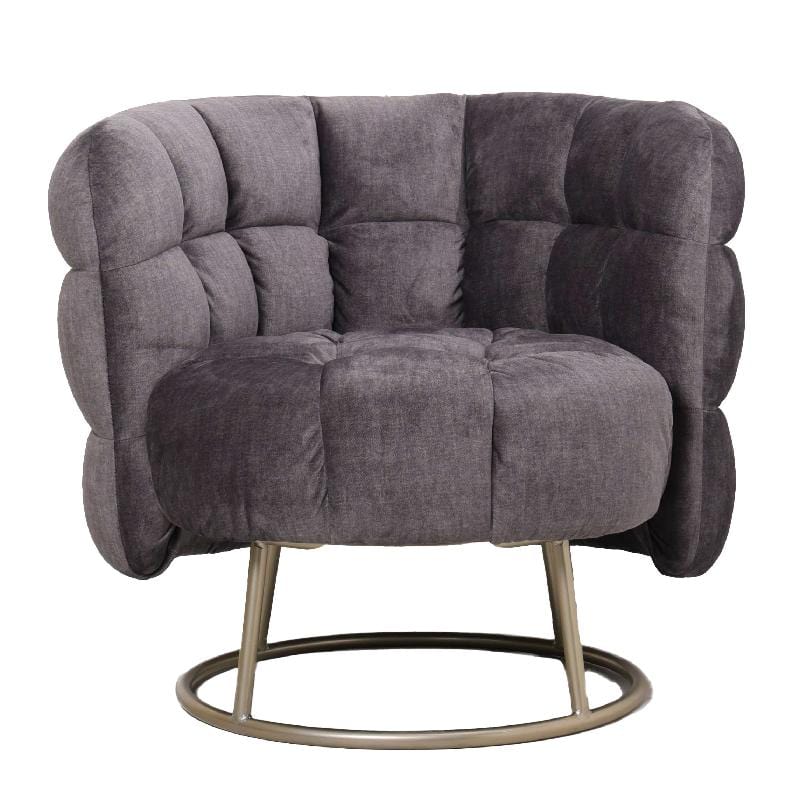 PTMD Fluffy Grey fauteuil vogue 16 grafietgouden onderstel