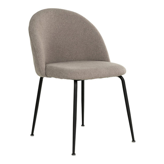 House Nordic ApS Geneve Dining Chair - Eetkamerstoel, steen met zwarte poten, HN1231 - set van 2