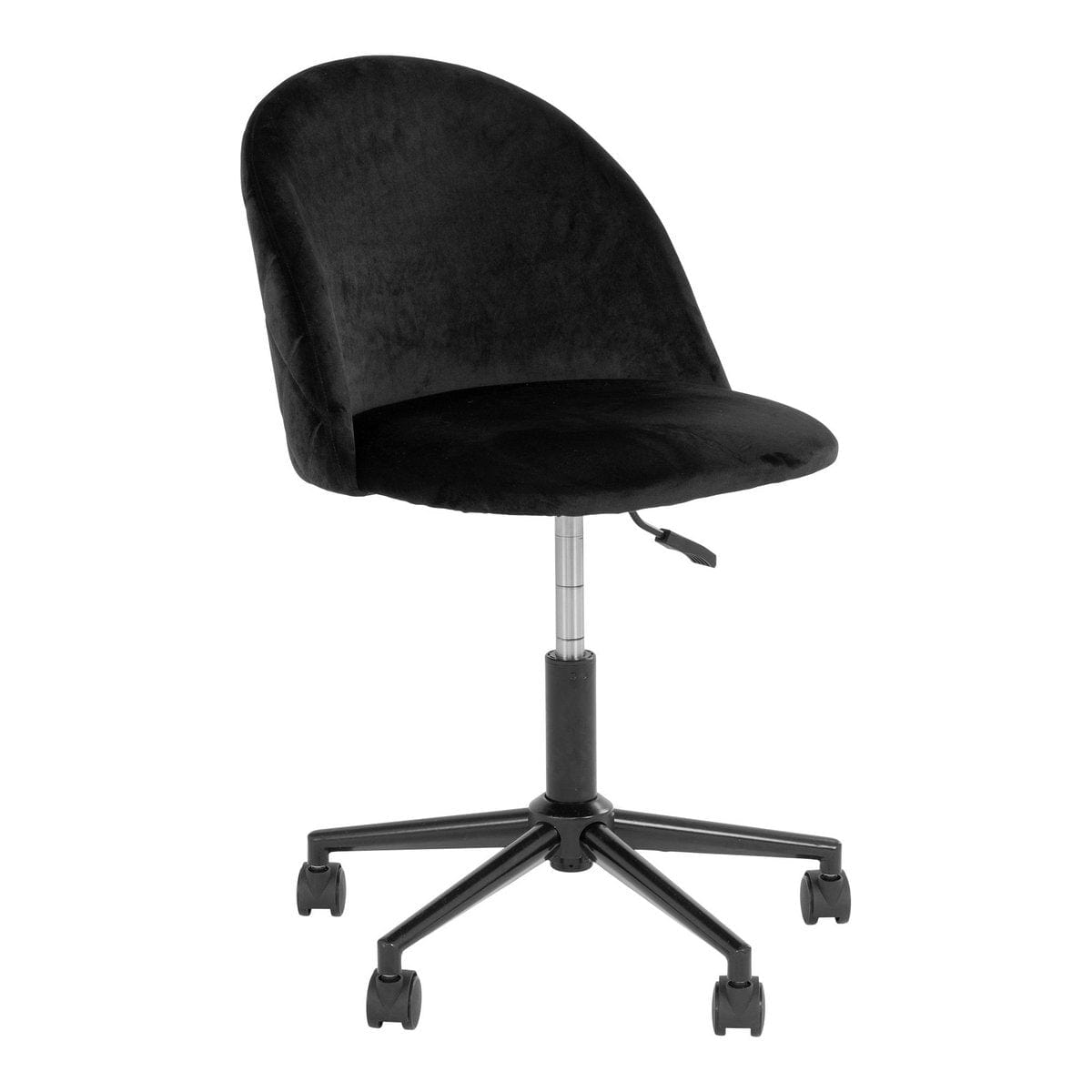 House Nordic ApS Geneve Office Chair - Bureaustoel in fluweel, zwart met zwarte poten, HN1207