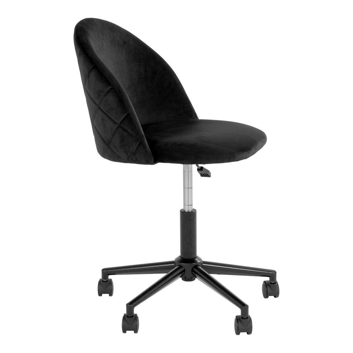 House Nordic ApS Geneve Office Chair - Bureaustoel in fluweel, zwart met zwarte poten, HN1207