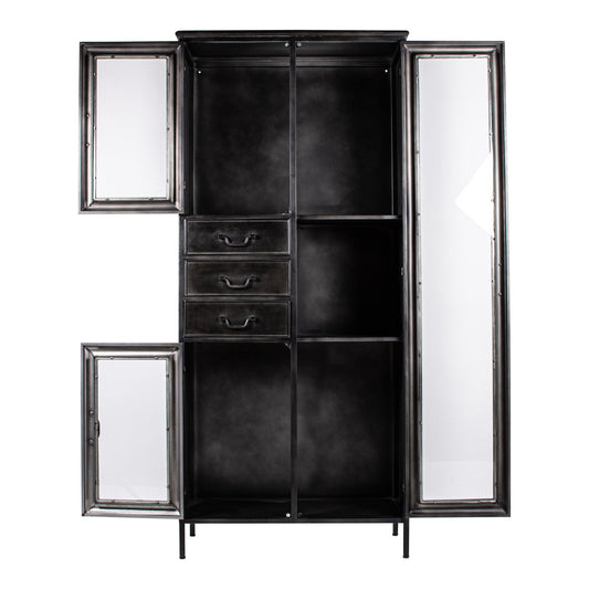 PTMD Gijs Black metal cabinet glass doors