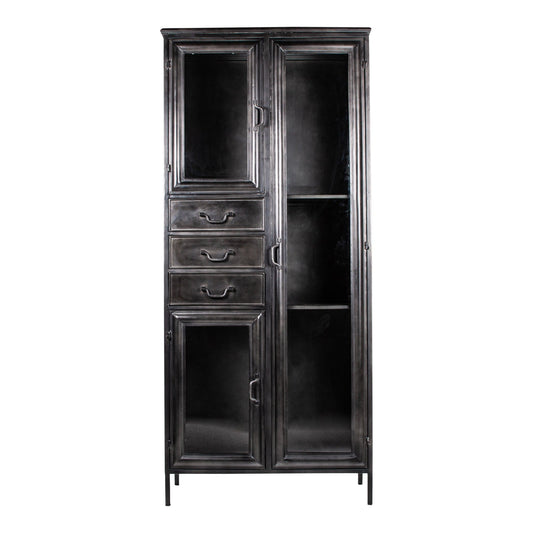 PTMD Gijs Black metal cabinet glass doors