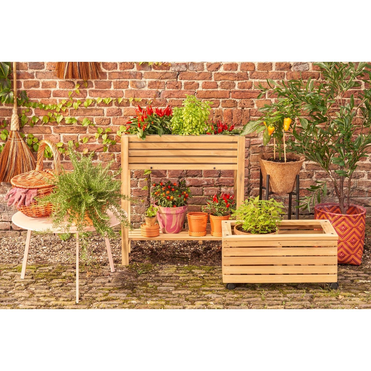 Mica Decorations Glenwood Plantenbak Rechthoek voor Buiten - L70 x B30 x H75 cm - Acaciahout - Bruin