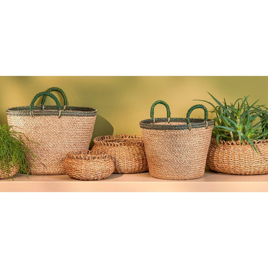 Mica Decorations Gourdon Plantenmand - Set van 4 - H17 x Ø31 cm - Bruin