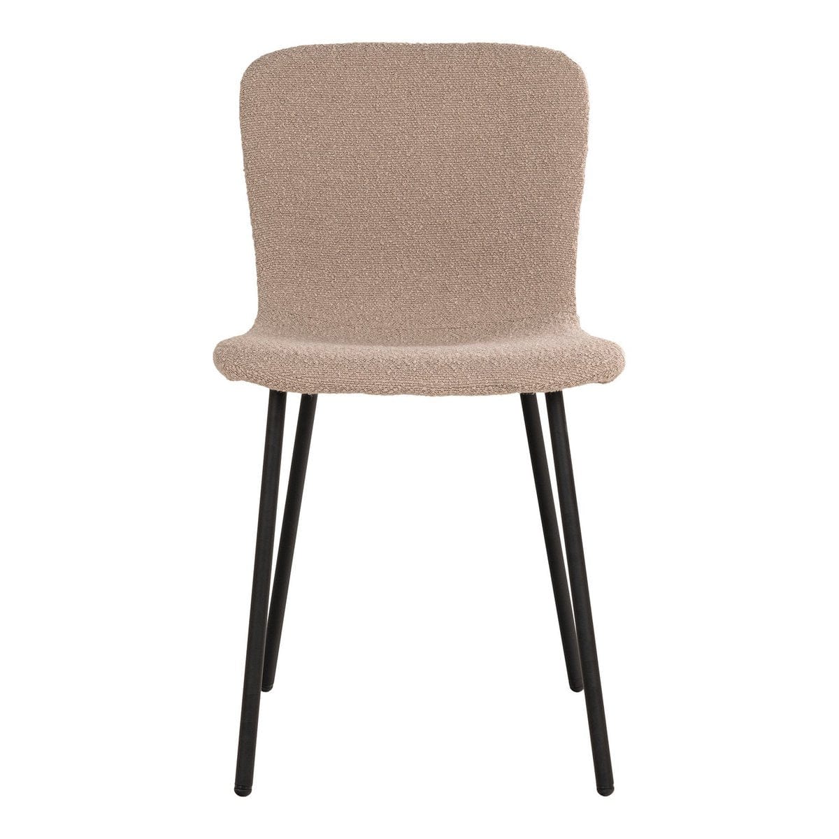 House Nordic ApS Halden Dining Chair - Eetkamerstoel in bouclé, beige met zwarte poten, HN1233 - set van 2